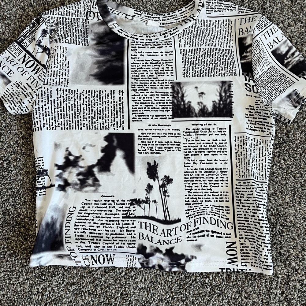 Girls Black and White Text Print T-Shirt 13-14 yrs